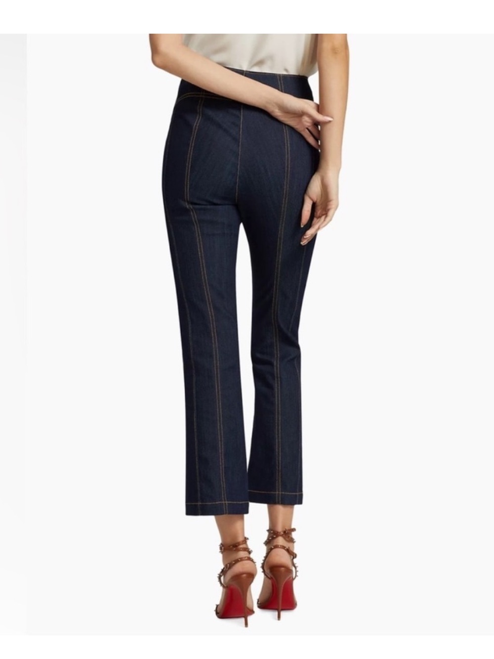 Cinq a Sept 5a7 Loren High Rise Front Zip Dark Wash Crop Jeans Pants size 2 - Picture 3 of 13